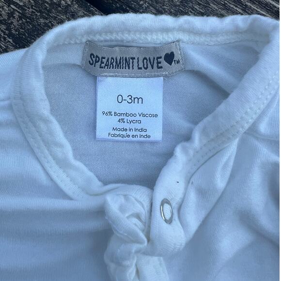 Spearmint Love White Ruffle Snap Footie 0-3 Months Bamboo Viscose EUC - Picture 4 of 5